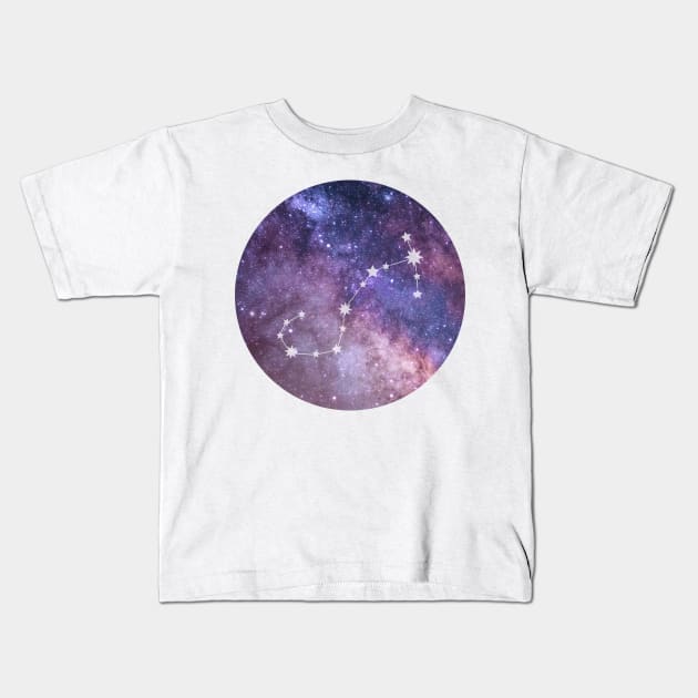 Scorpio Sign in the Dark Pink Starry Night Sky Kids T-Shirt by BloomingDiaries